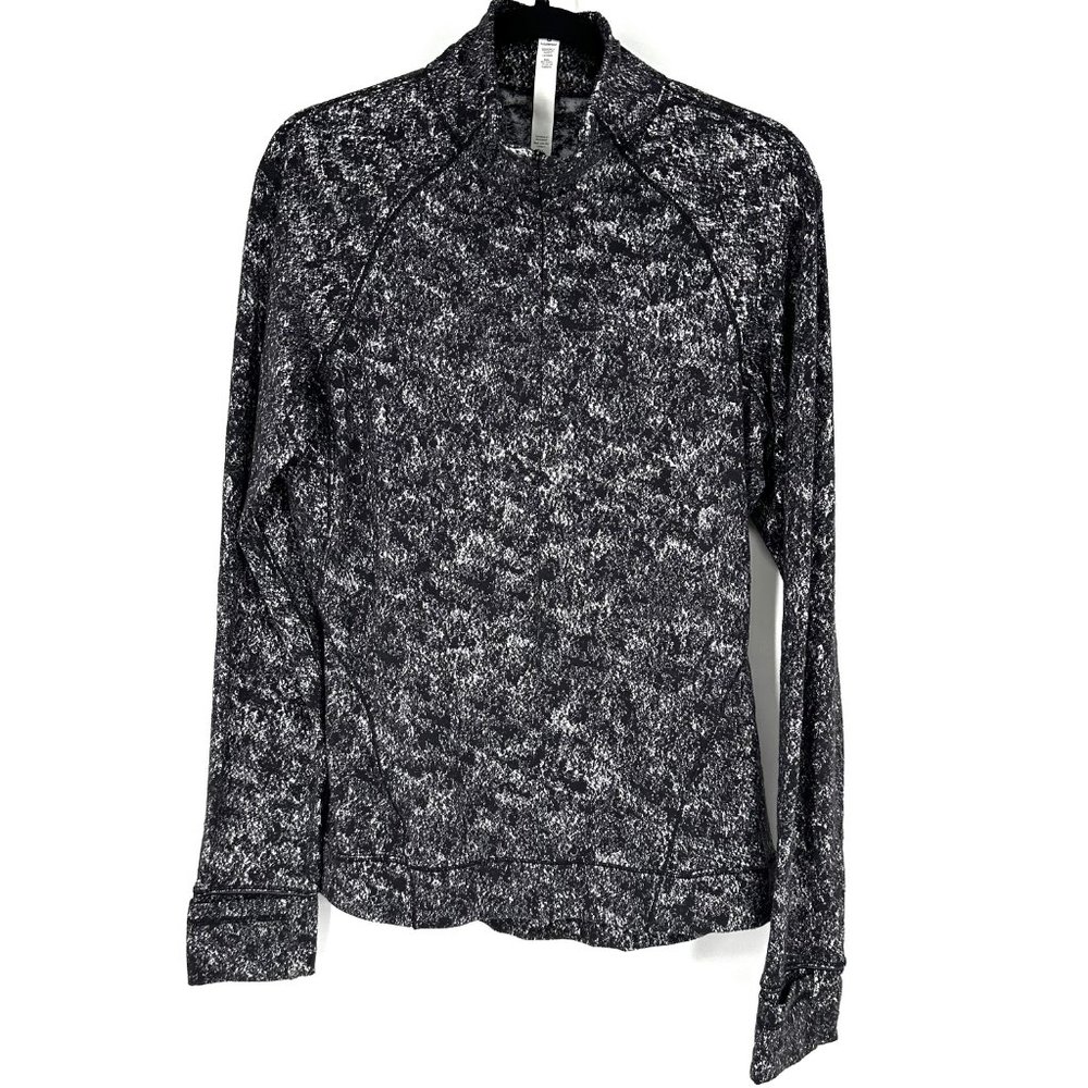 Lululemon Outrun the Elements Half 1/2 Zip Pullover Black/White Jacquard 12 - Picture 2 of 9